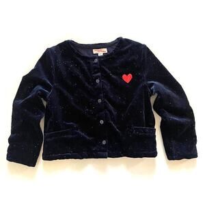 Du Pareil au meme Midnight Blue Sparkel Button Cardigan with a Heart 4ans/ 104cm